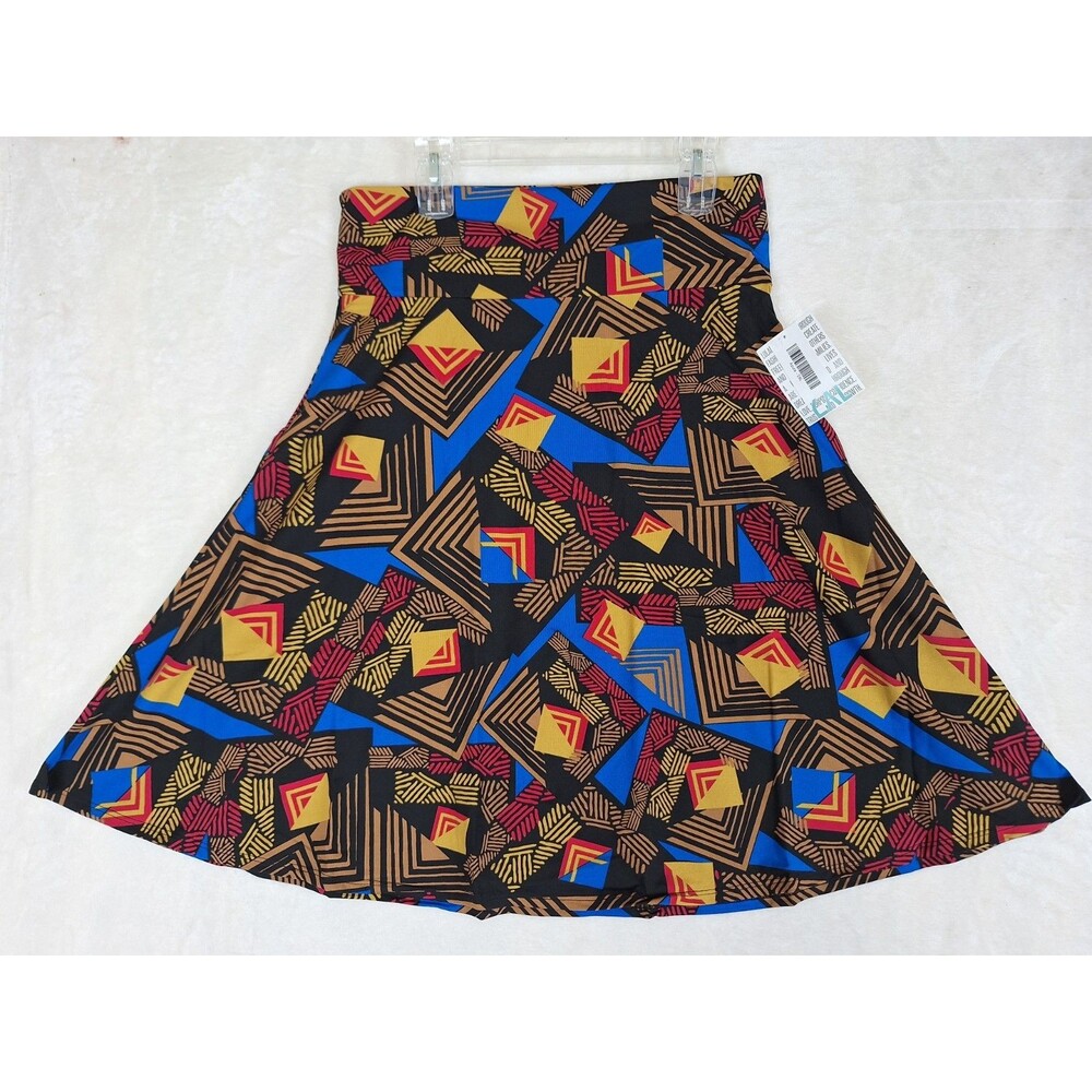 Womens 2XL LuLaRoe Azure Black Blue Geometric Print Pull On Knit New Stretch